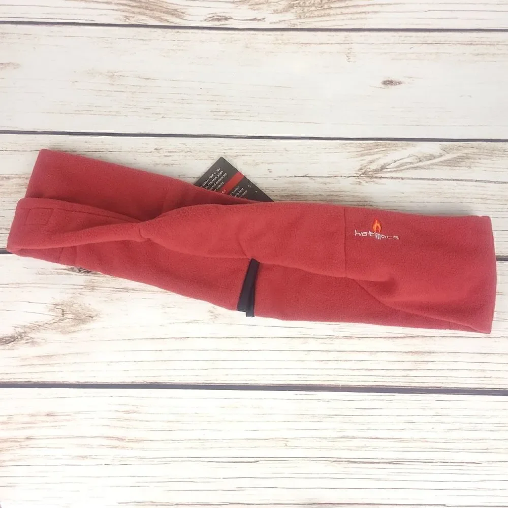 Hotmocks Red Fleece Scarf with Heat Pack Pockets Onw Size